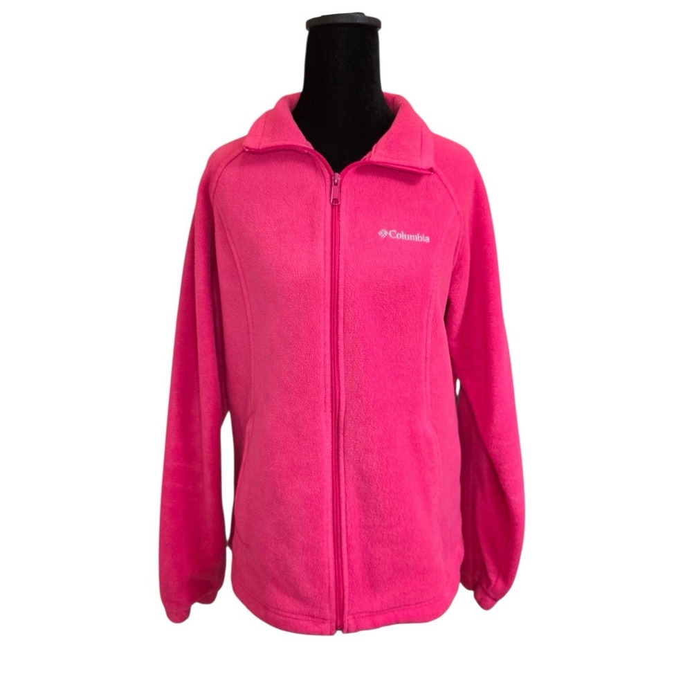 Columbia Women's Large Pink Fleece Jacket Full Zip Outdoor Hiking